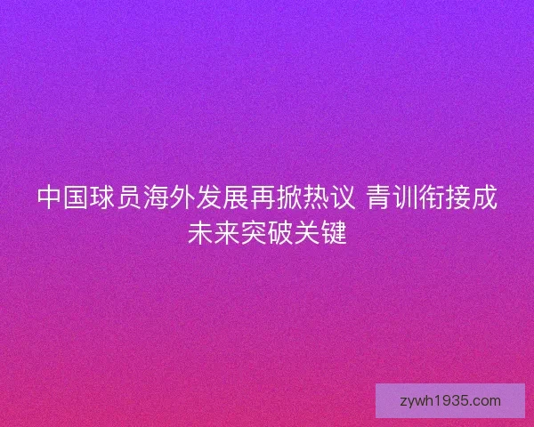 中国球员海外发展再掀热议 青训衔接成未来突破关键