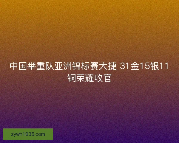 中国举重队亚洲锦标赛大捷 31金15银11铜荣耀收官