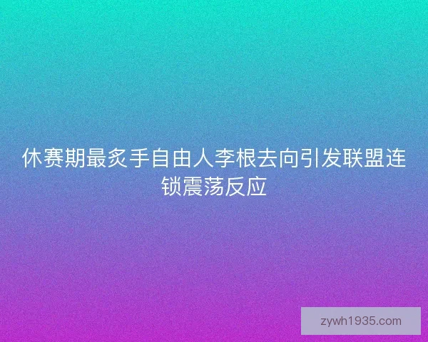 休赛期最炙手自由人李根去向引发联盟连锁震荡反应